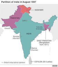 Partition of India map